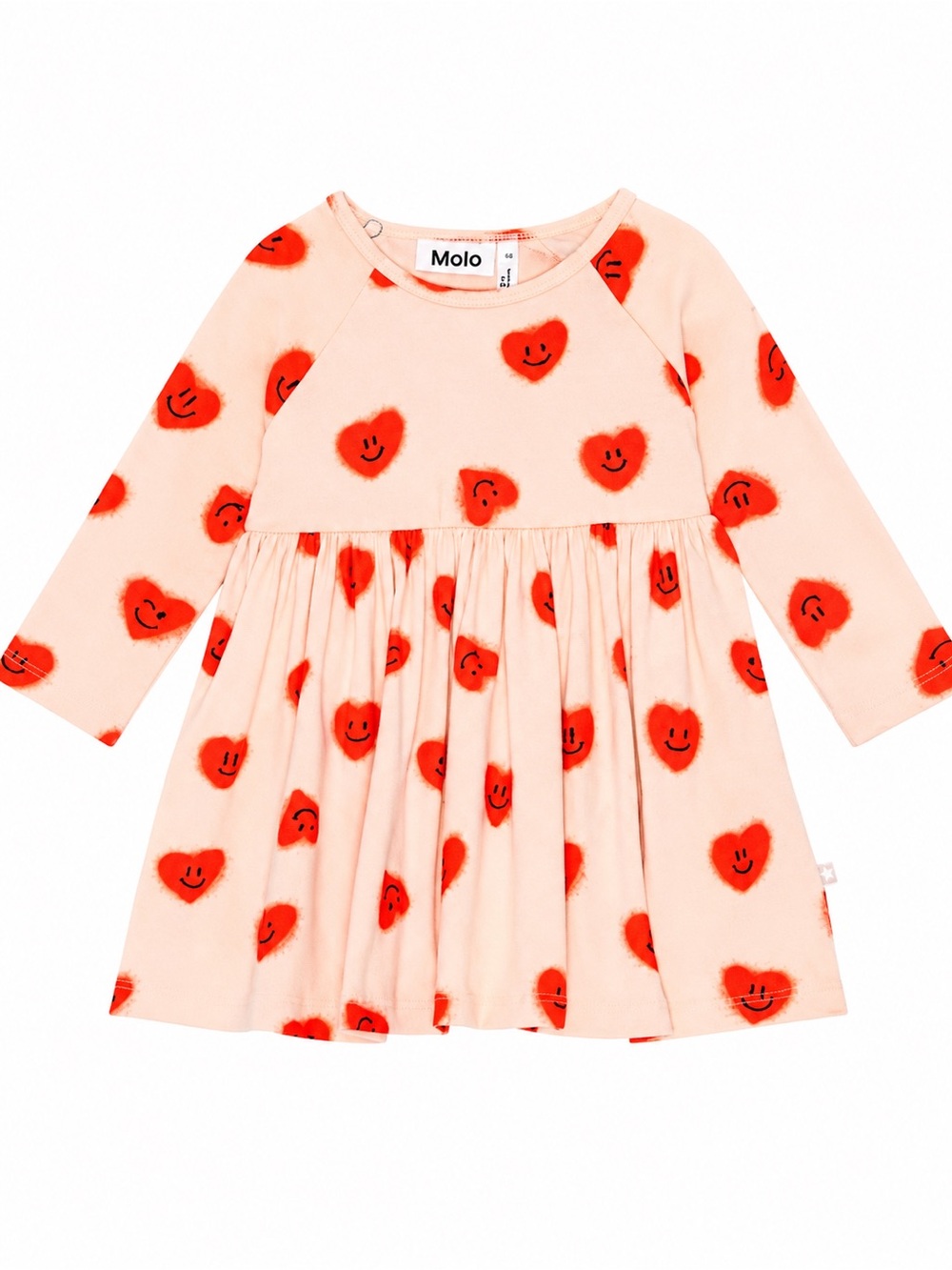Molo 12mo Red Hearts Charmaine Dress 0668 organic cotton baby girl 80 cream red